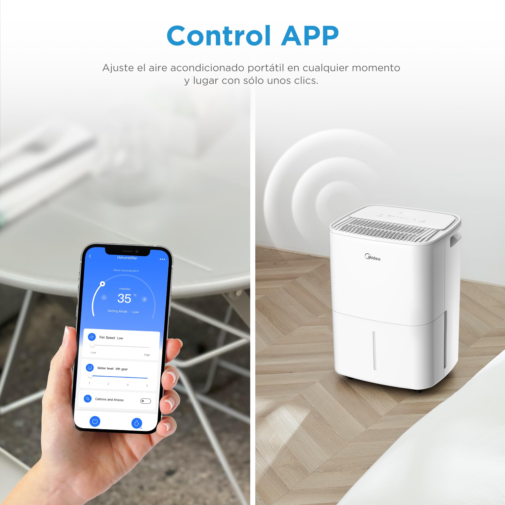 MIDEA Deshumidificador de Humedad Silencioso 12L con App Control hasta 35 m2 - Deshumificadores para Humedades en Habitación con Depósito Extraible - Deshumificador Electrico Pequeño Bajo Consumo