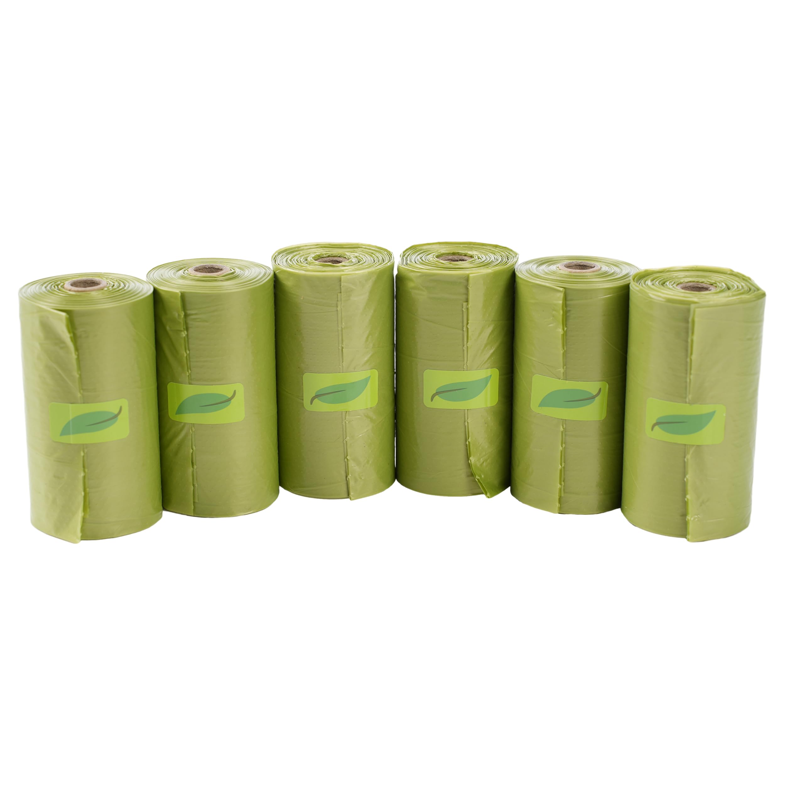 Bolsas Biodegradables para Caca de Perros, 90 Unidades, 6 Rollos, Bolsa Basura Perro Fuerte y Resistente a Fugas, Bolsitas Caca Perro Ecológicas, Color Verde