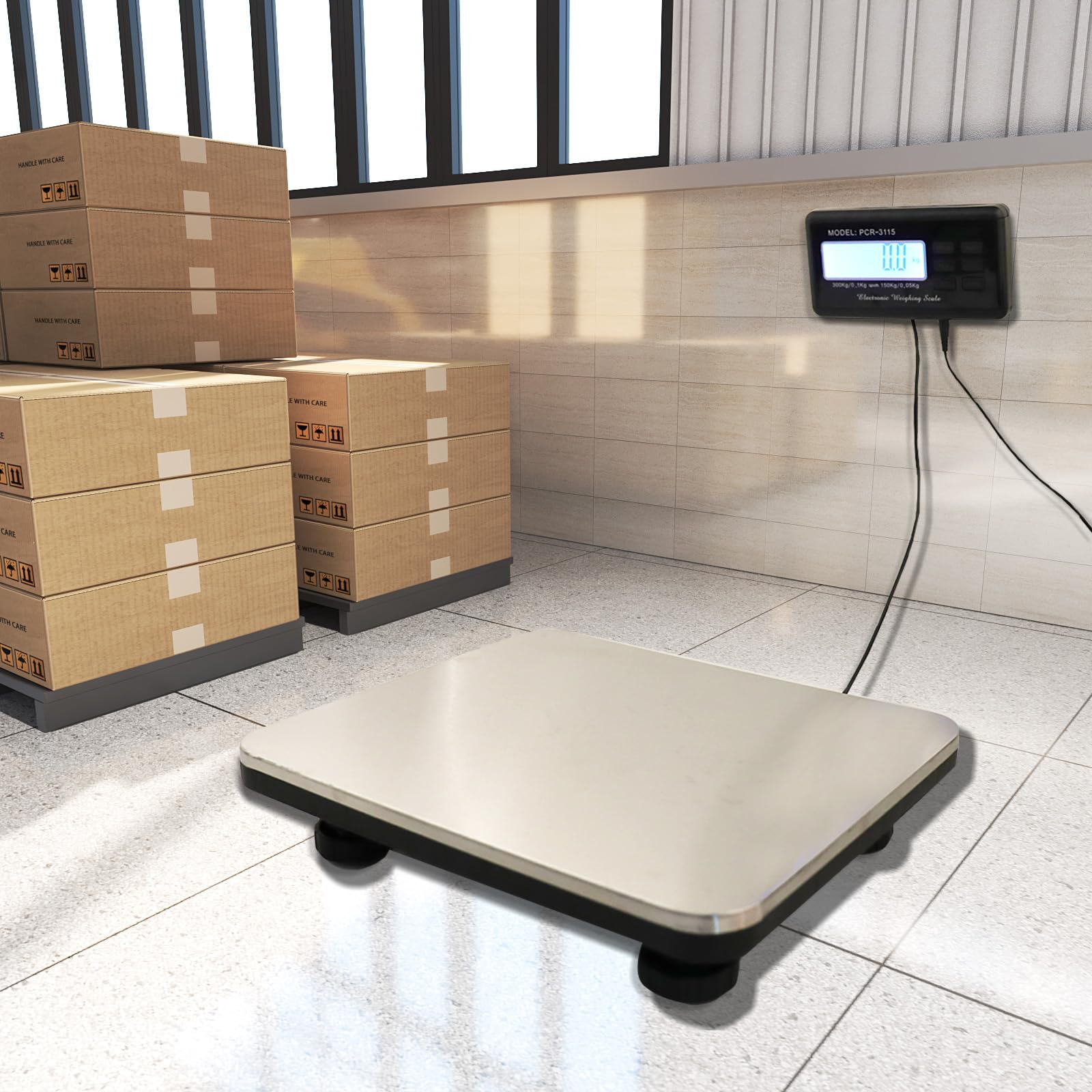 Digitale Boden Tischwaage,220V Paketwaage,Briefwaage 660 lbs/300 kg PlattformWaage,Elektronische Plattform edelstahl LCD display Tischwaage,Digitalwaage,digitale Küchenwaage silber neu