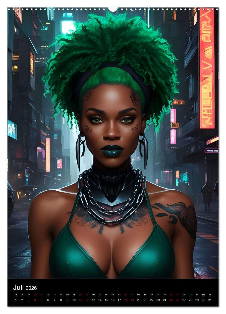 Die Hexen von Cyberpunk City (hochwertiger Premium Wandkalender 2026 DIN A2 hoch), Kunstdruck in Hochglanz: Ein Jahr voller Magie und Technologie (CALVENDO Kunst)