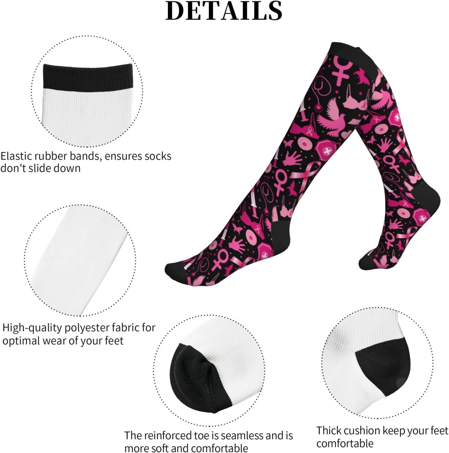 Tie Dye Compression Socks Knee High Support Socks For Women Men Running Athletic Hiking - Image 9