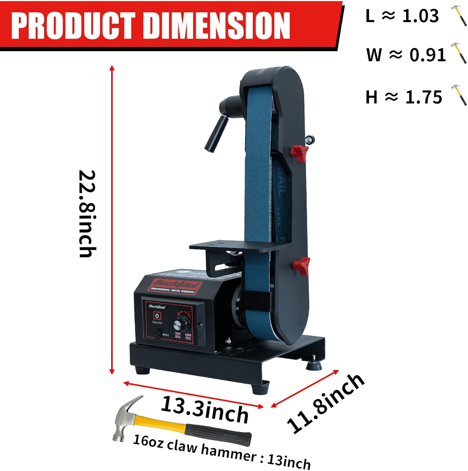 Bucktool Variable Speed 2×42 Inch Belt Sander 3.5A DC Motor with Control Panel, Quick Belt Release, Adjustable Foot, Horizontal or Wall-Mountable Bench Machine for Knife Making and Metalworking 2" x 42" Belt
