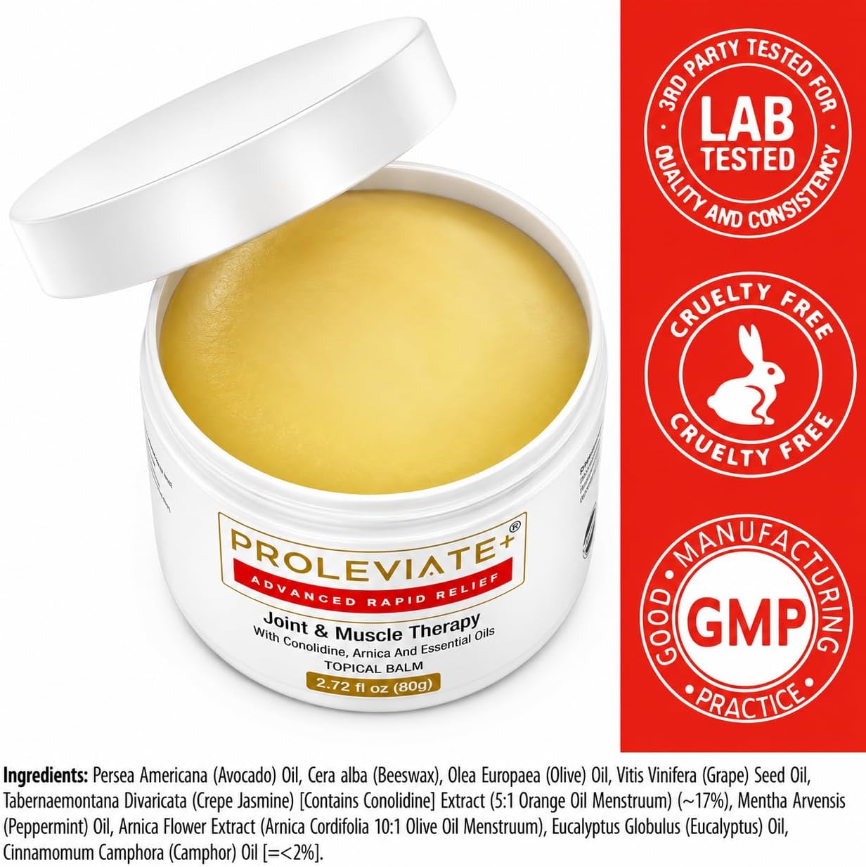 Advanced Botanical Balm with Conolidine, Arnica & Essential Oils – 2.72 fl oz (80g) Concentrated Muscle & Joint Support