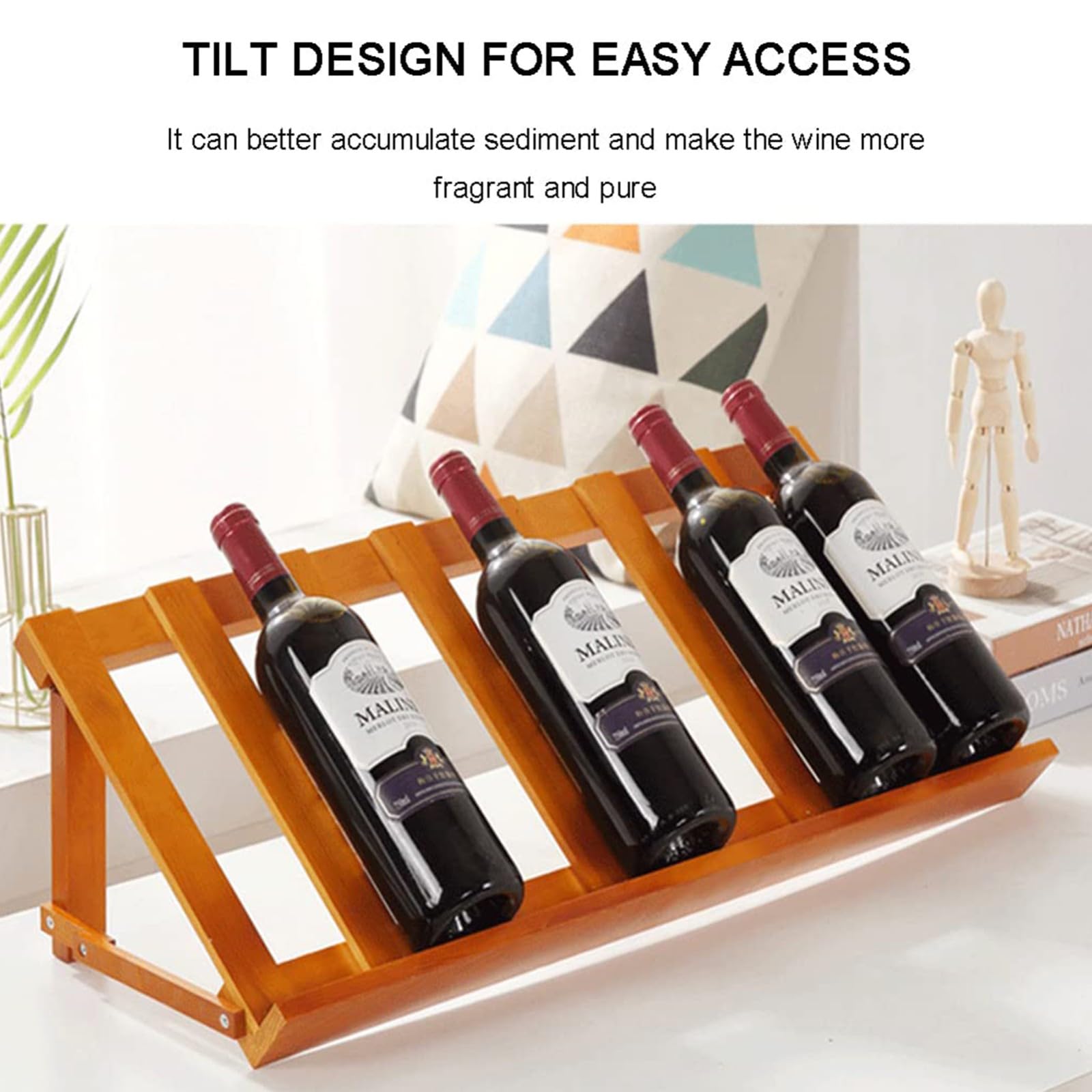 Botellero De Madera Apilable, Estante De Almacenamiento De Vino, Estantes De Almacenamiento De Vino De Bricolaje De 6 Botellas, Botellero para Cocina, Despensa, Bodega, Gabinete Charcoal