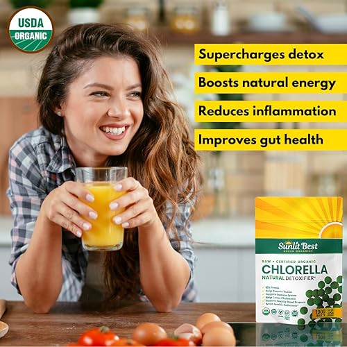 Miniatura 3 de Sunlit - Tabletas orgánicas de Chlorella para limpiador natural y de cuerpo completo, 500 unidades, suplemento que apoya la salud intestinal, el
