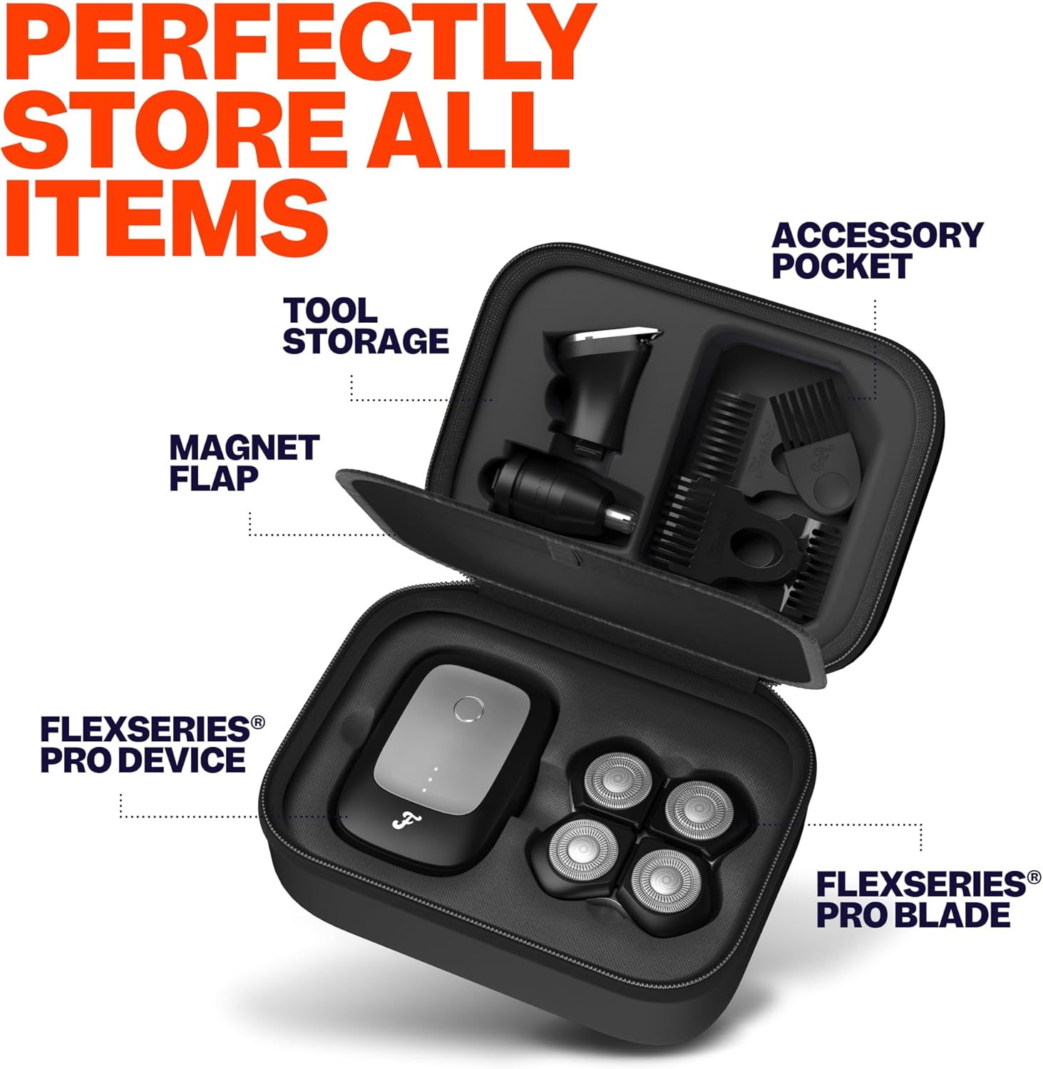 Freebird FlexSeries® Pro Travel Case - Durable Protection for Your Head Shaver and Accessories, Compact and Portable Design for On-the-Go Grooming, Organized Storage for a Perfect Shave Anywhere.