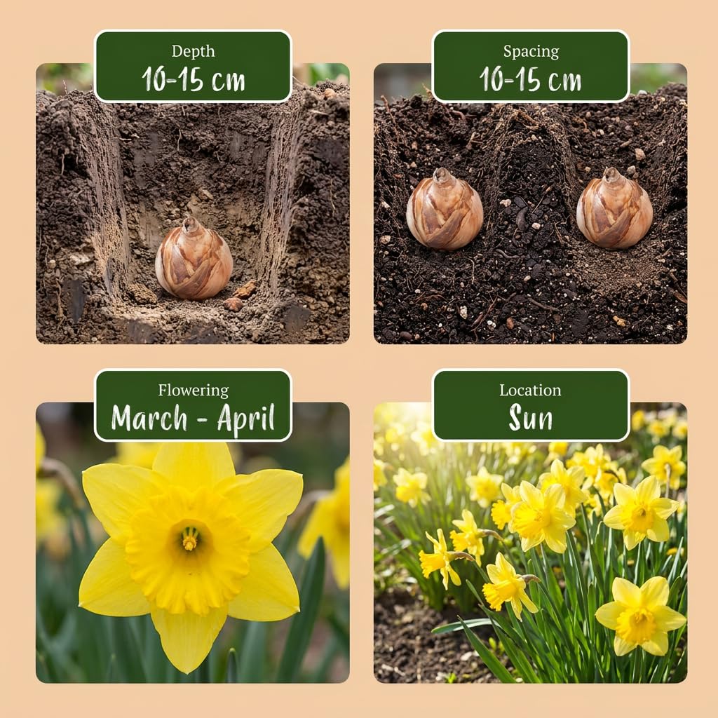Green boutiQ - 320x Narcissus Yellow - Narcisse jaune - Jaune - Floraison printanière - Calibre 10/12