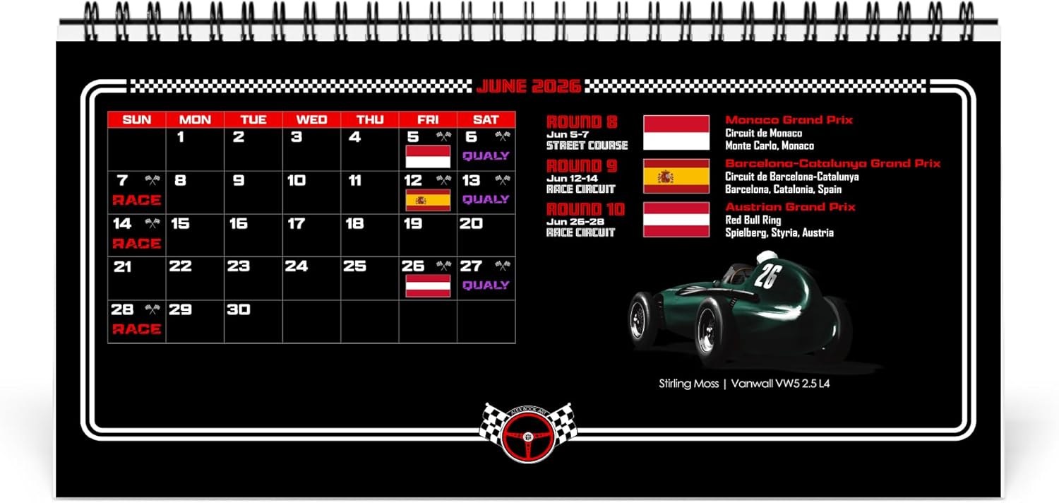 2026 Motorsports Calendar | Full Formula Racing Schedule for All Races | Arts of Legendary Cars & Drivers | Best Gift for F1 Fans - Image 6