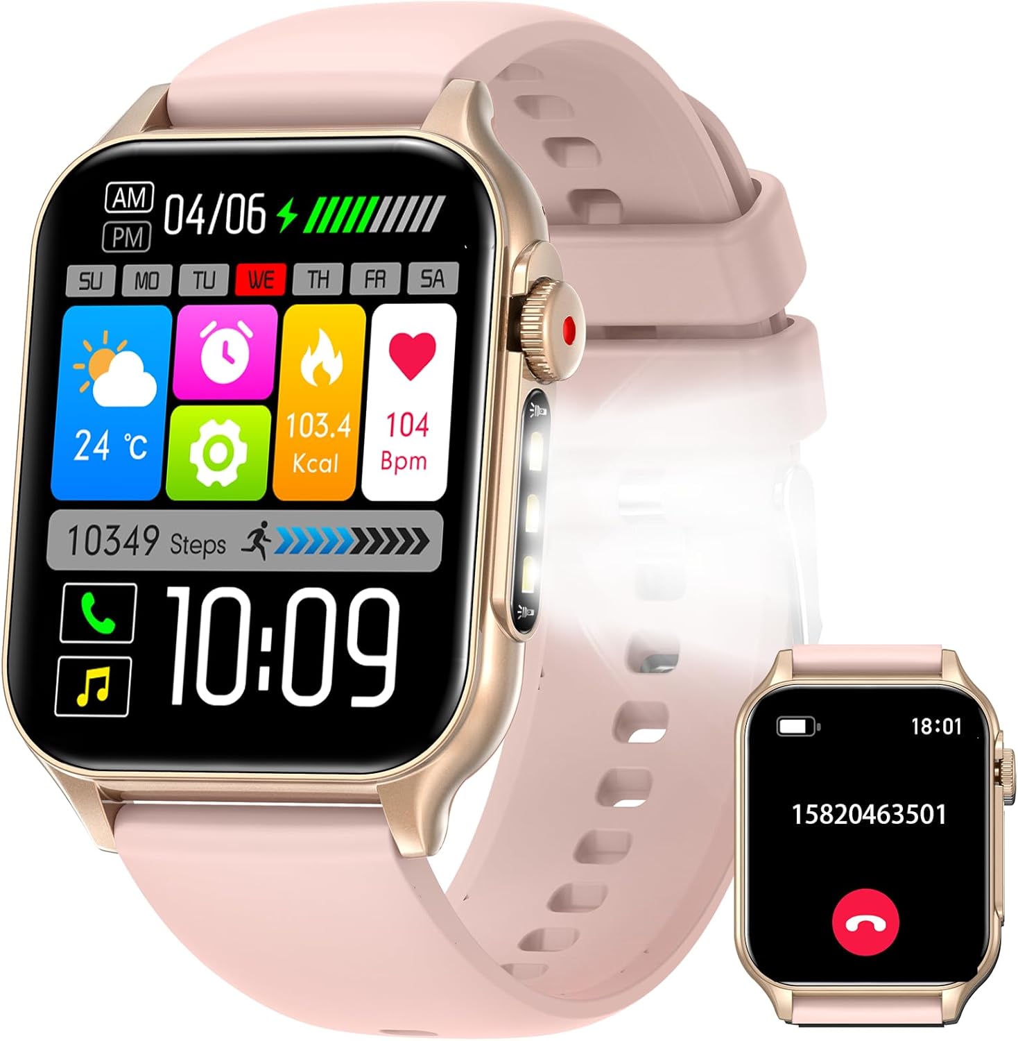 Smart Watches for Women LED Flashlight 1.96’’ Big Screen Outdoor Sport Smartwatch Fitness Tracker Watch with Heart Rate Sleep Monitor Compatible with iPhone Android