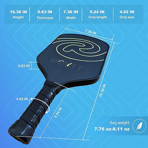 Miniatura 5 de Pala de pickleball de fibra de carbono cruda T700, 0.630 in Pro Series Pickle Ball Raqueta con núcleo de polietileno de nido de abeja, termoformada