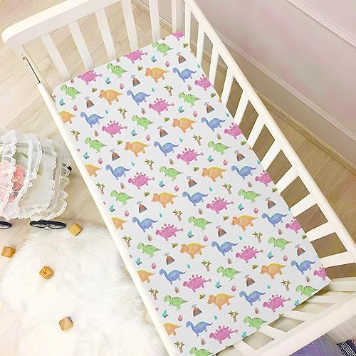Miniatura 5 de Cartoon Dinosaur Crib Sheets - Stretchy Fitted Crib Sheets for Boys Girls, Unisex Cozy Baby Crib Sheet 28 x 52 x 9 Inches