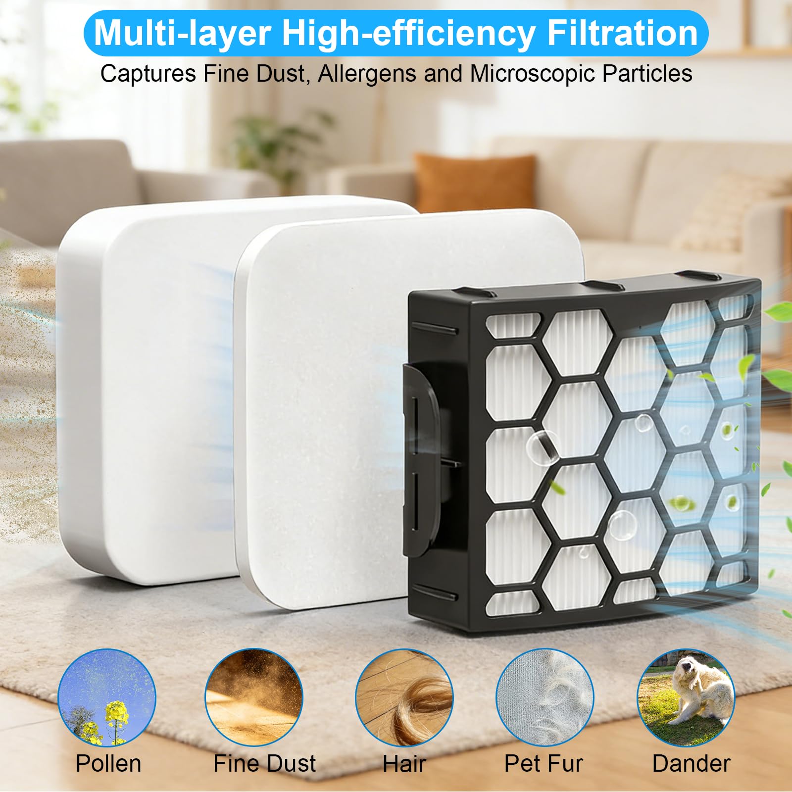 Filtro compatible con Shark LA802 LA742 Detect Pro Lift-Away ADV aspiradora vertical sin bolsa, kit de mantenimiento completo con 1 cepillo de rodillo suave, 2 filtros HEPA, 4 espuma y fieltro, 4