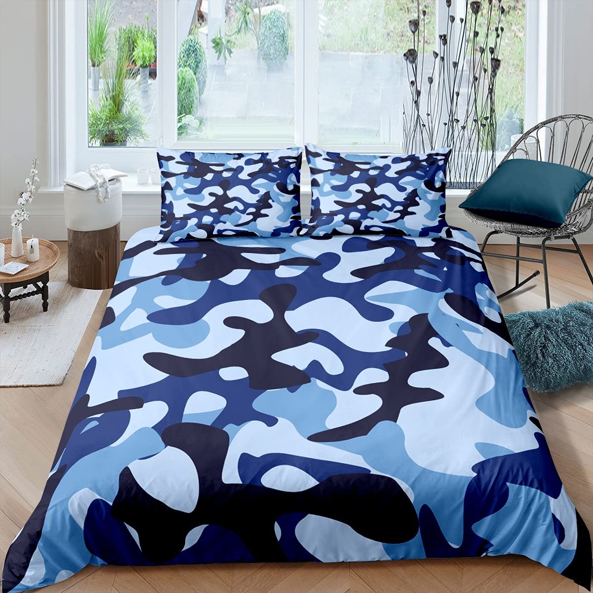 Housse de couette bleu marine anti-décoloration pour lit d'enfant