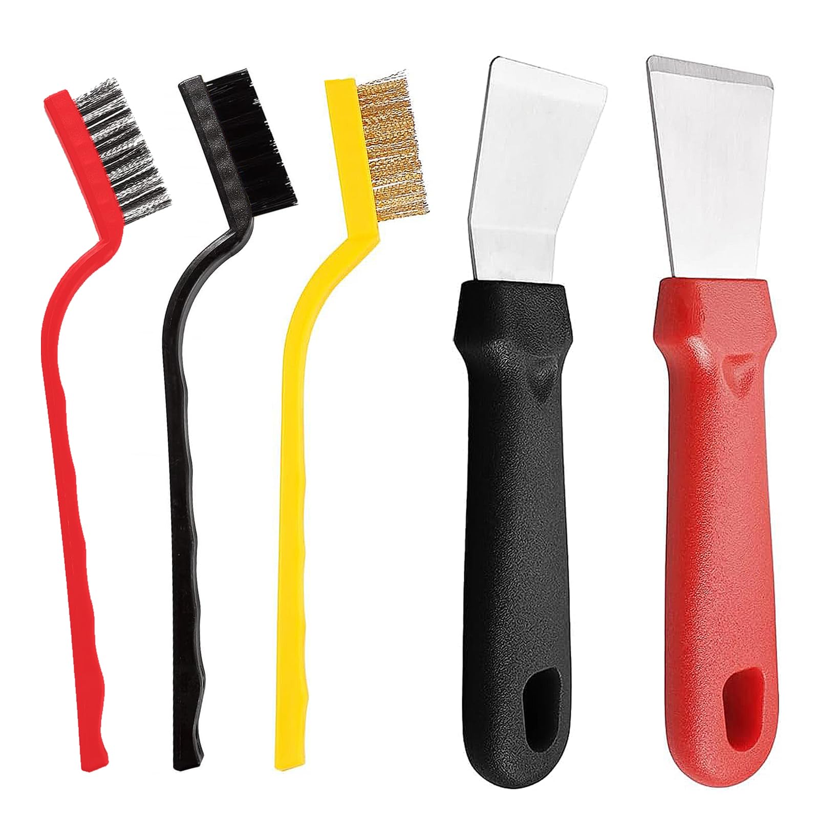5 Pcs Wire Brush Set, Multi-Purpose Cleaning Brush And Scraper Set, Kitchen Cleaning Tools, For Cleaning Rust, Slag And Stain,For Kitchen, Bathroom & Car (3 Pcs Brush With 2 Pcs Scraper)