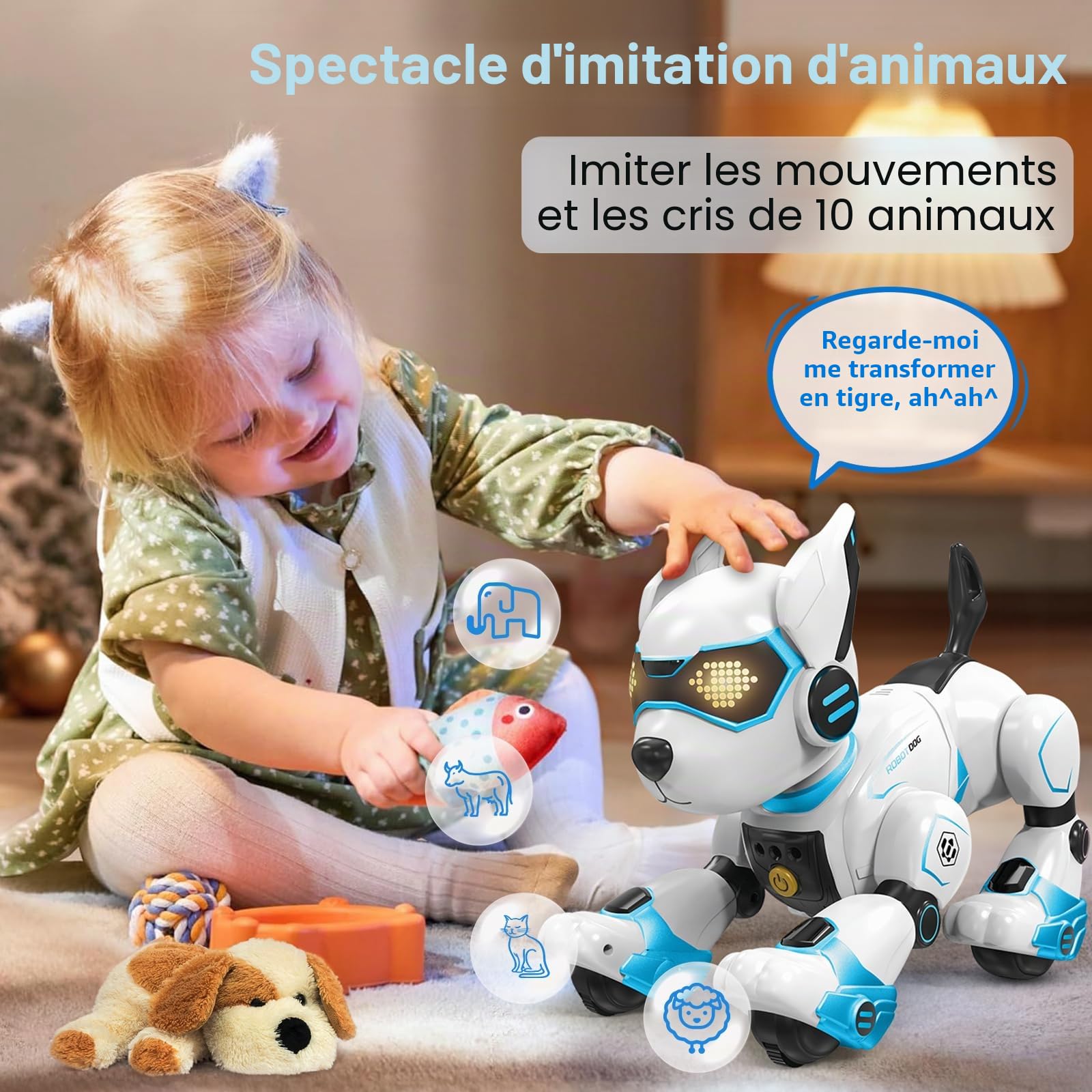 PRANITE Chien Robot Programmable Télécommandé Rechargeable pour Enfants
