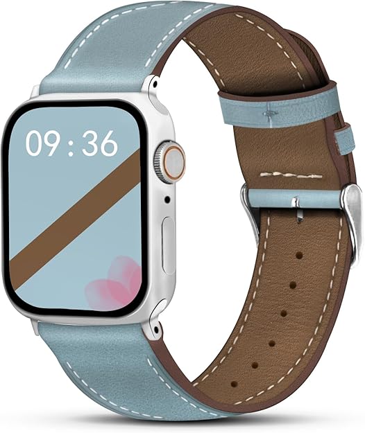 Genuine Leather Band Compatible with Apple Watch Bands for Women Men 49mm 46mm 45mm 44mm 42mm 41mm 40mm 38mm, Soft Leather Replacement Strap for iWatch Ultra/SE/Series 11 10 9 8 7 6 5 4 3 2 1