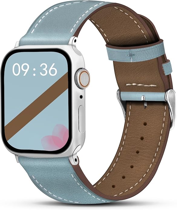 Genuine Leather Band Compatible with Apple Watch Bands for Women Men 49mm 46mm 45mm 44mm 42mm 41mm 40mm 38mm, Soft Leather Replacement Strap for iWatch Ultra/SE/Series 11 10 9 8 7 6 5 4 3 2 1