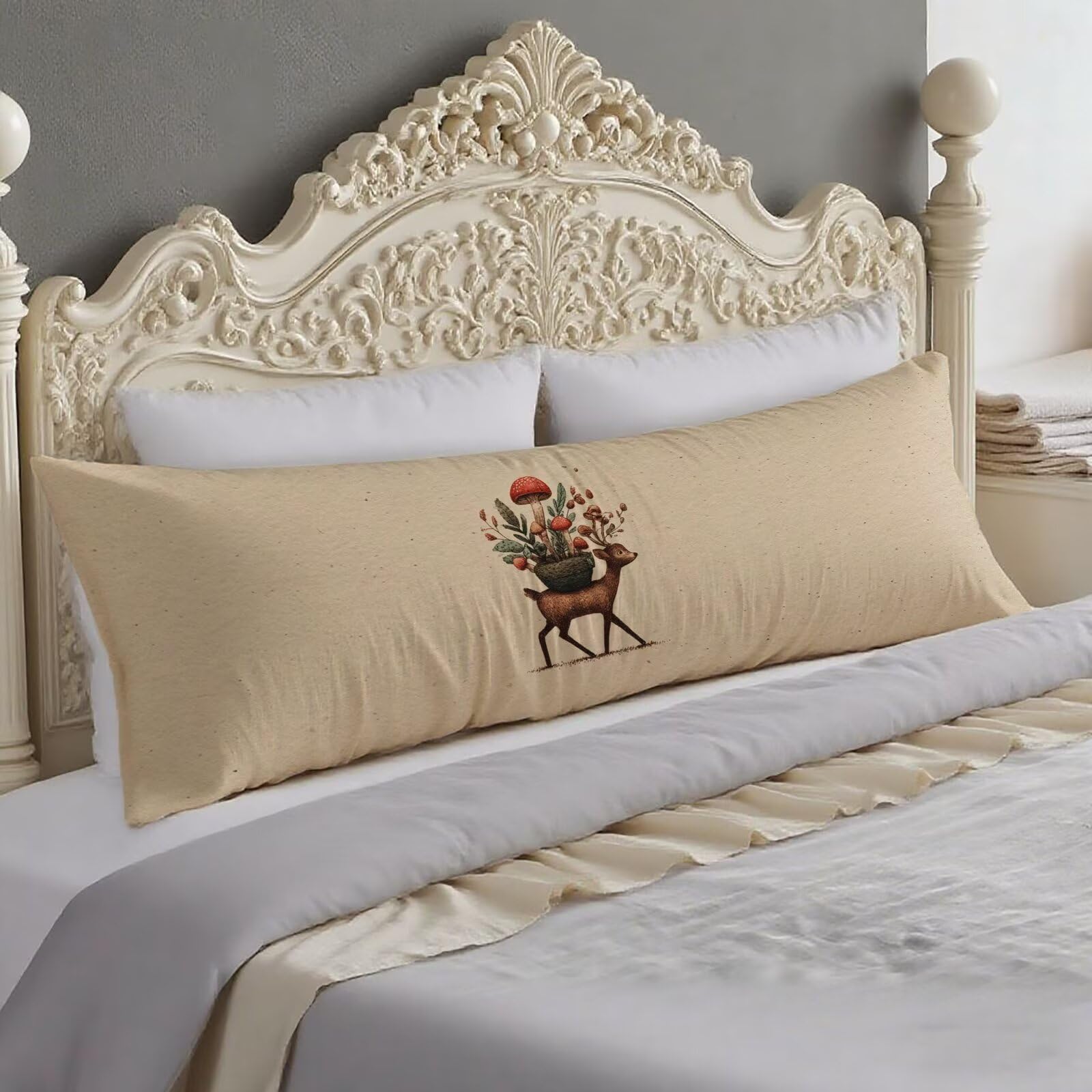 Taie de Traversin Crème 40x140 pour Canapé Salon et Lit Cocooning