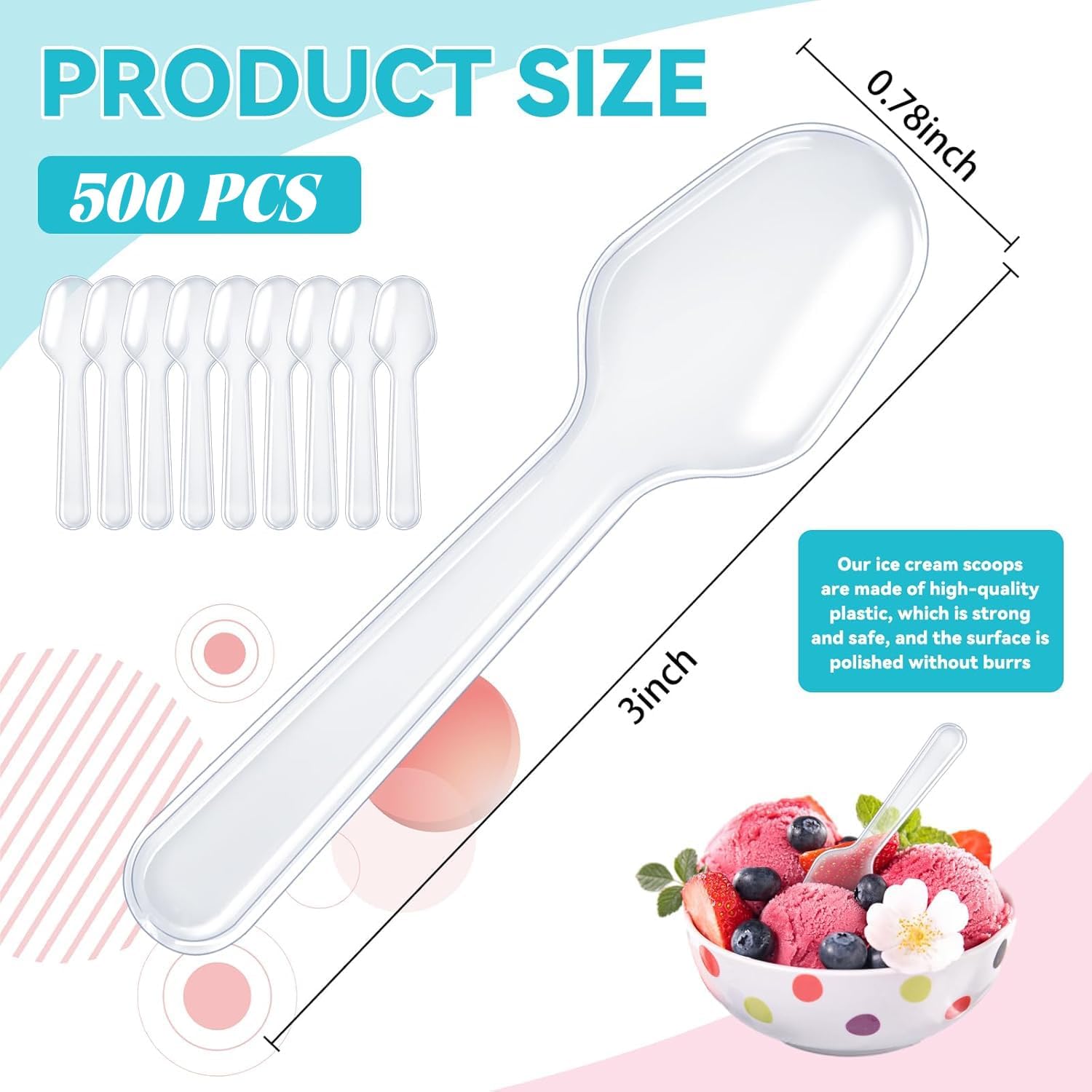Snapklik.com : CZWESTC 500 Count 3 Inch Mini Spoons - Clear Plastic ...