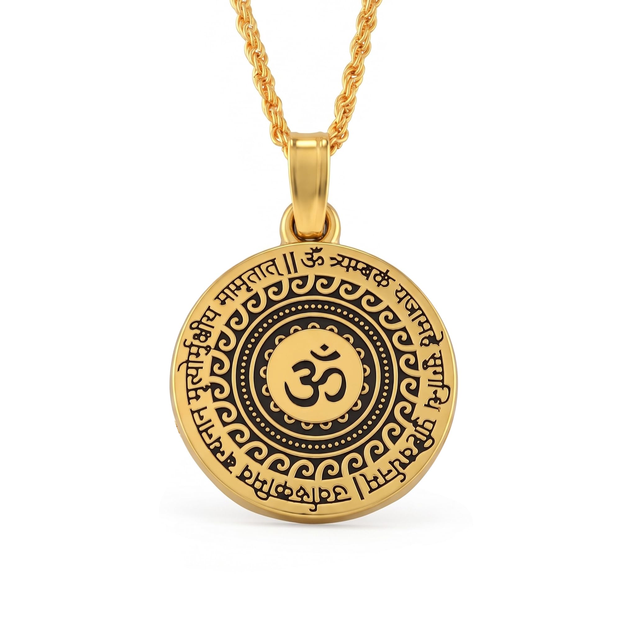 memoir Pure Brass Antique Gold Plated Om Pendant with Maha‑Mrityunjaya Yantra – Spiritual Faith hindu temple vedic Jewelry for Men & Women (PCKL0663)-picture-41