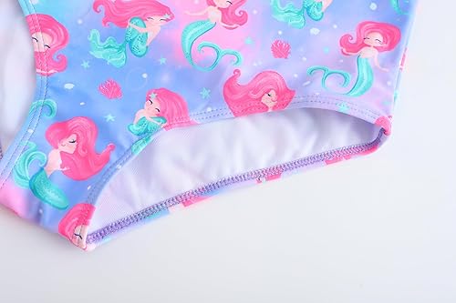 Miniatura 8 de Akokvlar Traje de baño de unicornio de una pieza de sirena para niñas pequeñas, conjunto de dos unidades