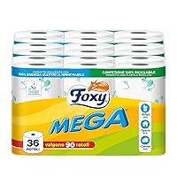 Foxy Mega | Carta igienica 36 rotoli| 480 strappi| Decorata |100% Energia elettrica