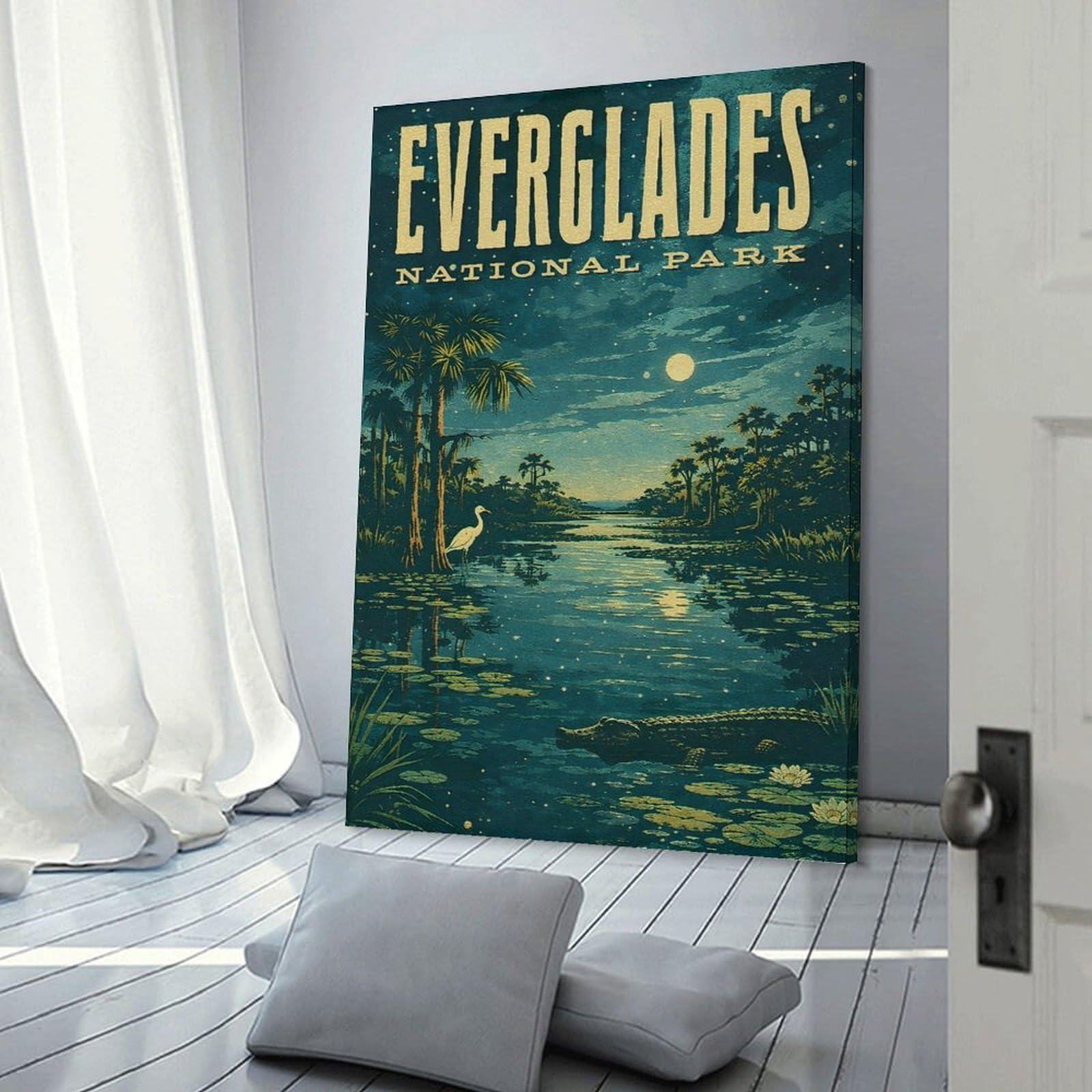 Junmoney Frame-Style-20 Everglades National Park Vintage Wall Art Print, 20X30inch(50X75cm), For Front Hall, Corridor Or Welcome Spaces, Wall Decor To Refresh Empty Corners