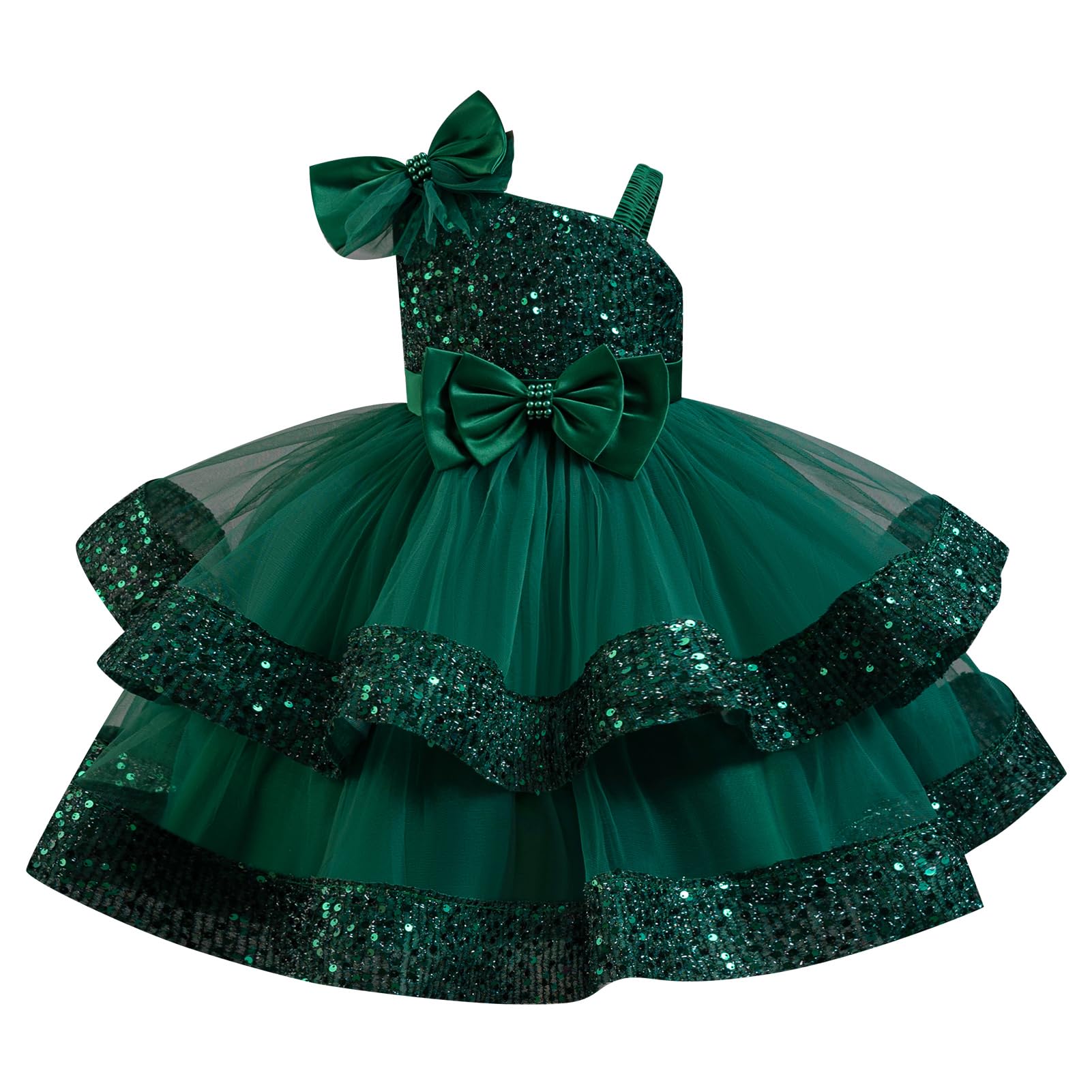 ABEHIK Ärmelloses Sommer-Poncho-Kleid für Mädchen, Pailletten, Tüll, Kleid für Party, Blumenmädchen, Geburtstag, Hochzeitskleid