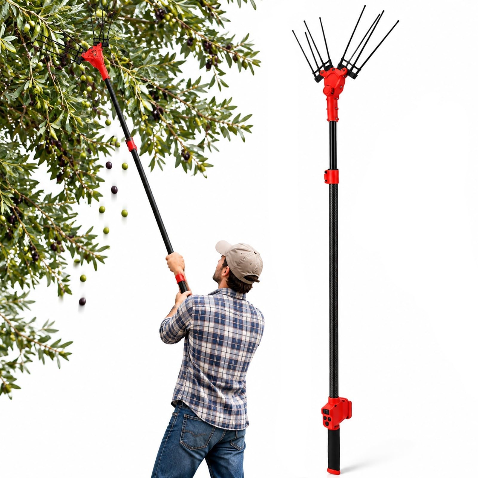 Abbacchiatore telescopico per olives, raccoglitore elettrico di frutta