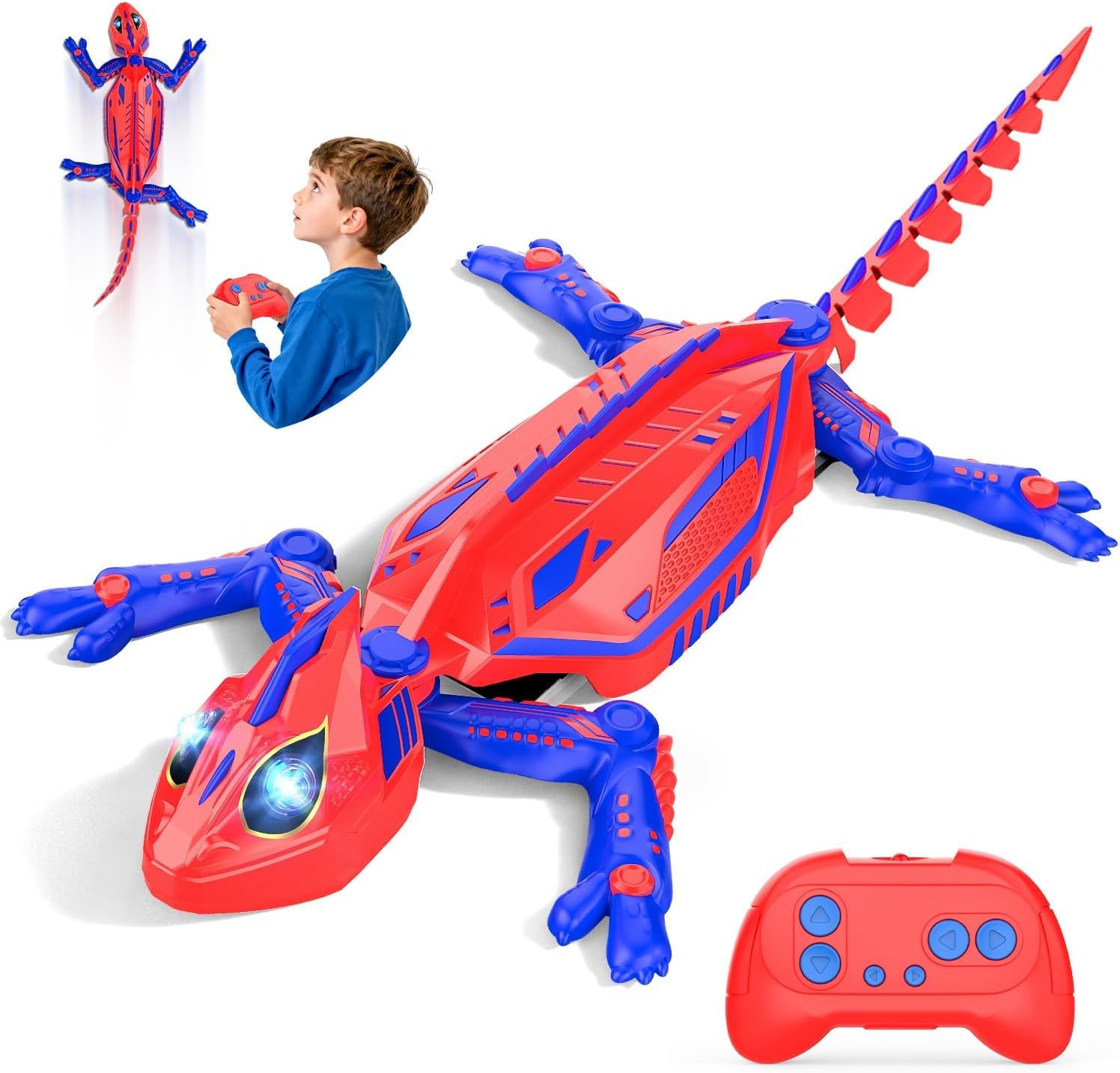 Mieryd Gecko Radiocommandé, Lezard Télécommandé avec Yeux LED, Spider RC Robot Jouet Enfant, Interactif Lezard Qui Grimpe Au Mur Jeu Creatif, Anniversaire Noel Cadeau Garcon 3 4 5 6 7 8 9 10 Ans