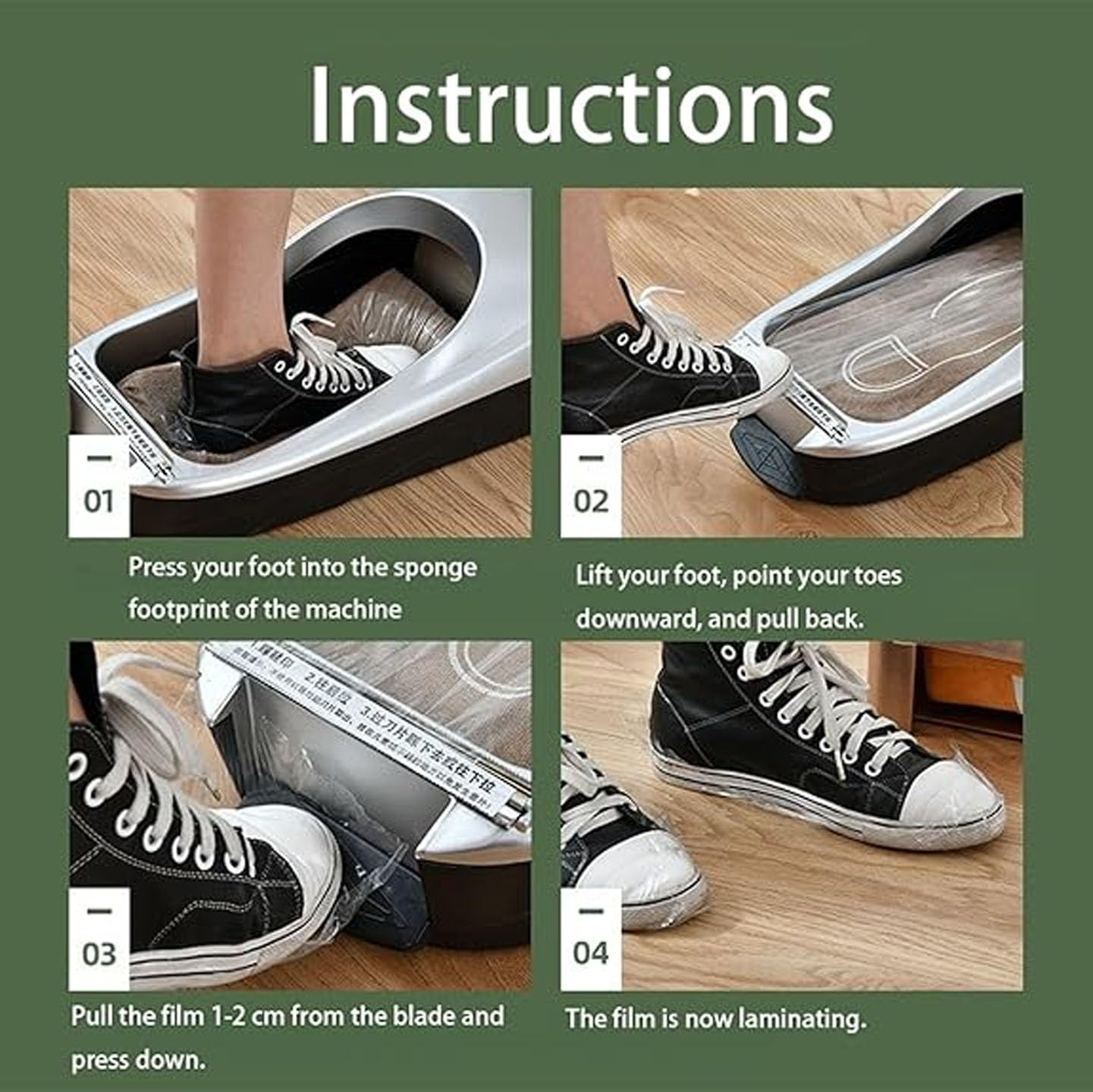Shoe Cover Dispenser Automatic Machine, Schuhputzmaschine mit 100m Überschuhen aus Kunststoff, rutschfest und Wasserdicht, für Zuhause, Fabrik und Labor,Silver-Armrest Style