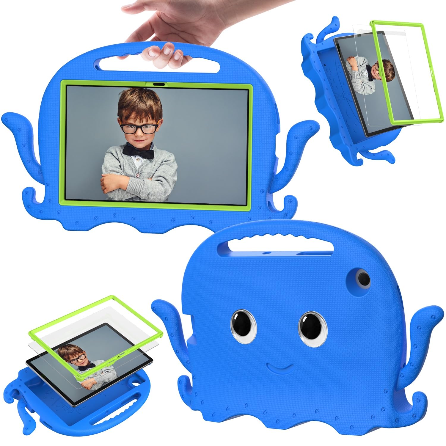 Housse de protection pour tablette Étui compatible avec Samsung Galaxy Tab A7 10,4 pouces T500/T505 (2020), coque légère et résistante aux chocs Compatible with enfants, coins antidérapants et bandoul