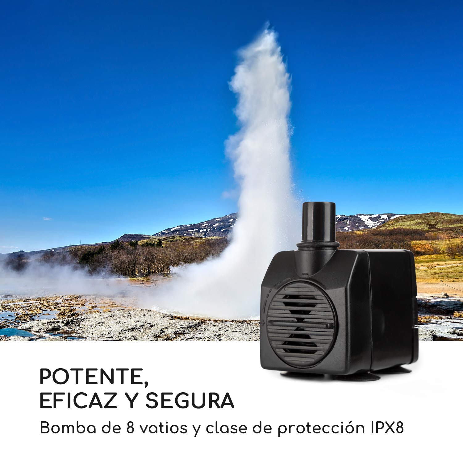 blumfeldt Trumpet Flow Fuente para Exterior e Interior - Circulación de Agua Concepto Loopflo, Bomba de 8 W, Certificado de protección IPX8, Metal zincado, Cable de 10 m Resiste la Intemperie
