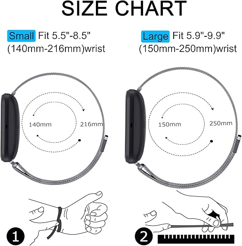 Miniatura 5 de Amzpas Correas compatibles con Fitbit Versa 34 Fitbit Sense  Sense 2, pulsera magnética ajustable de malla de acero inoxidable transpirable para