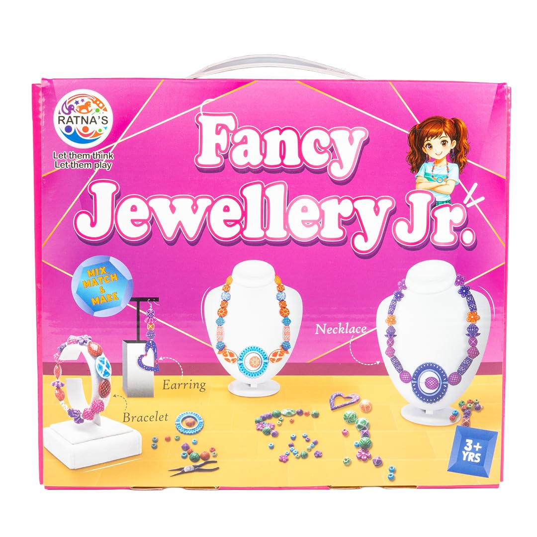 RATNA'S Fancy Jewellery Junior DIY Bead Craft Kit, Necklace Bracelet Earring Making Set for Kids 3+ Years 3