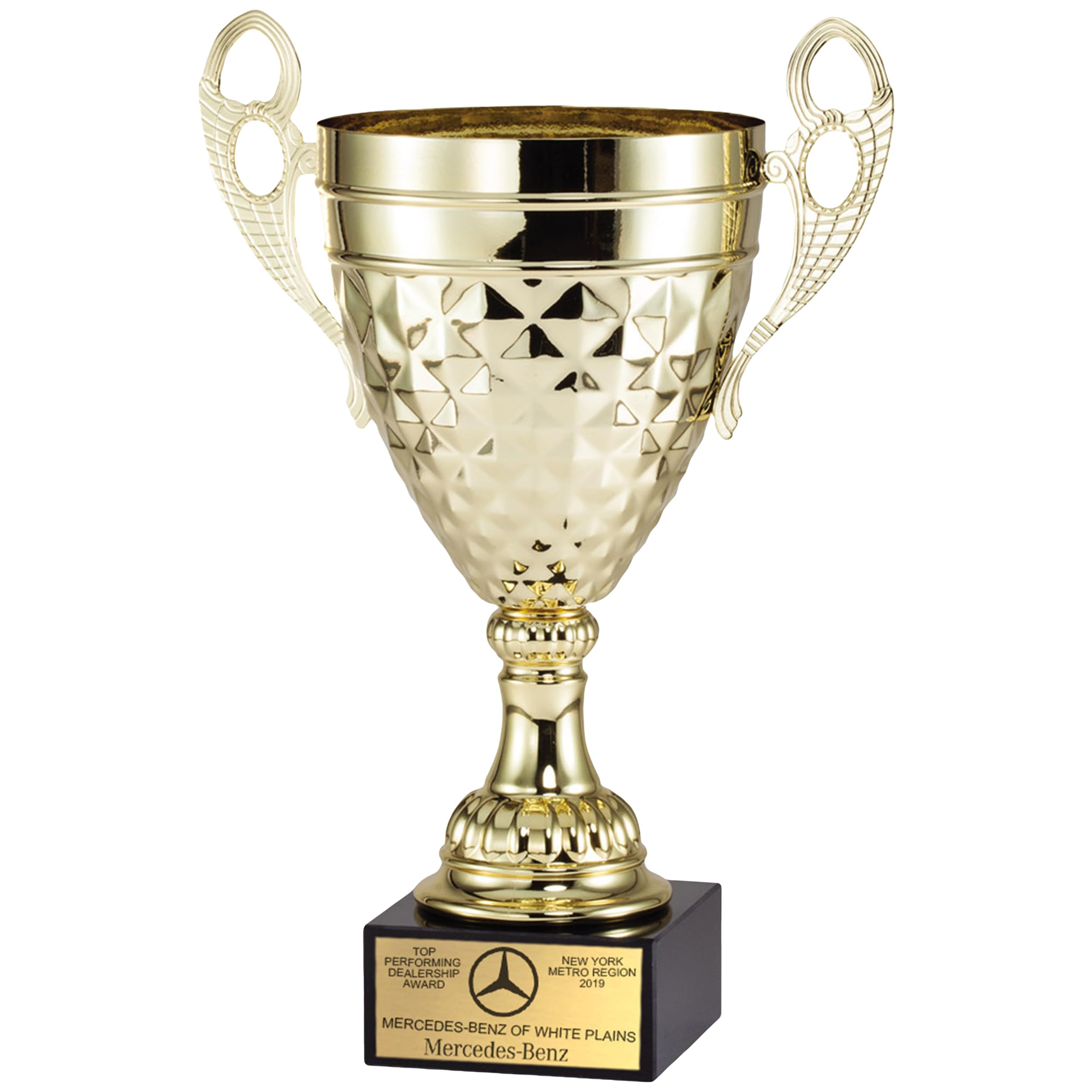 SHOP AWARDS AND GIFTS 13-1/4 Inch Gold Decorative Pattern Trophy Cup on Black Marble Base, for Tournament, Championship, Prizes and Gifts, Award,