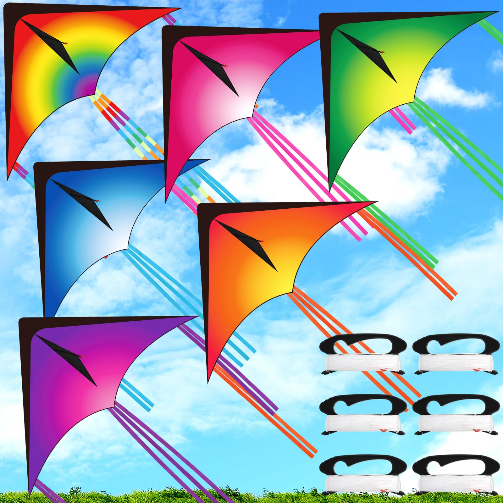 Halloscume Large Delta Kites for Adults Easy to Fly 57.1 Inch with 328.1 ft String Rainbow Beach Delta Kites for Beginner Outdoor Supplies(Novel)