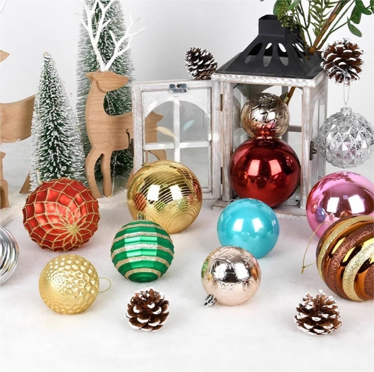 Bombki Choinkowe 6 Szt. Ozdoby Świąteczne W Kształcie Kulek Nietłukące Się Dekoracje Świąteczne Duże Wiszące Kule Na Choinkę Bombki Ozdoby (Color : B-3.14inch)