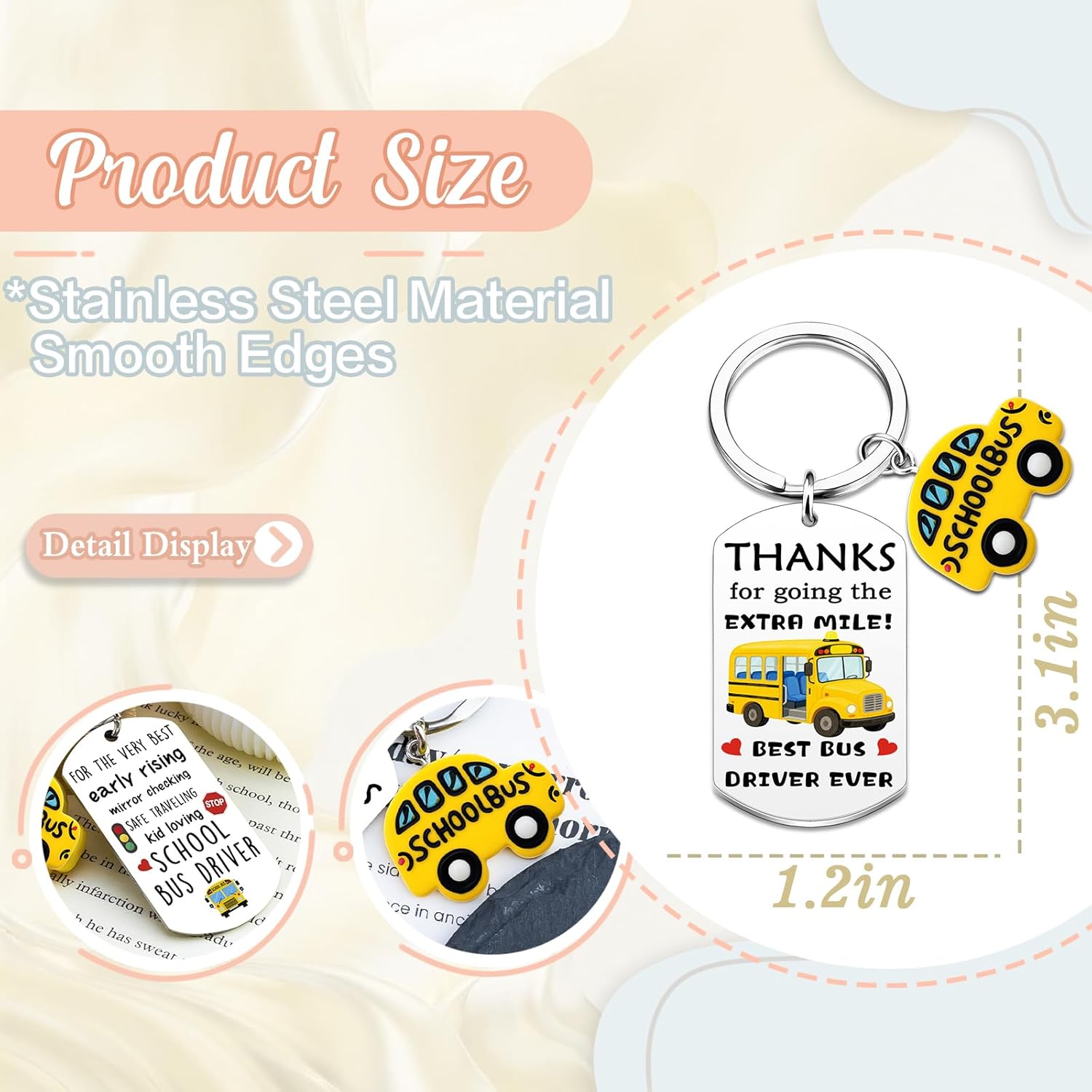School Bus Keychain School Bus Driver Appreciation Gifts for Men Women Thank You Gifts for Bus Drivers Birthday Christmas Gift for Bus Driver - Image 5