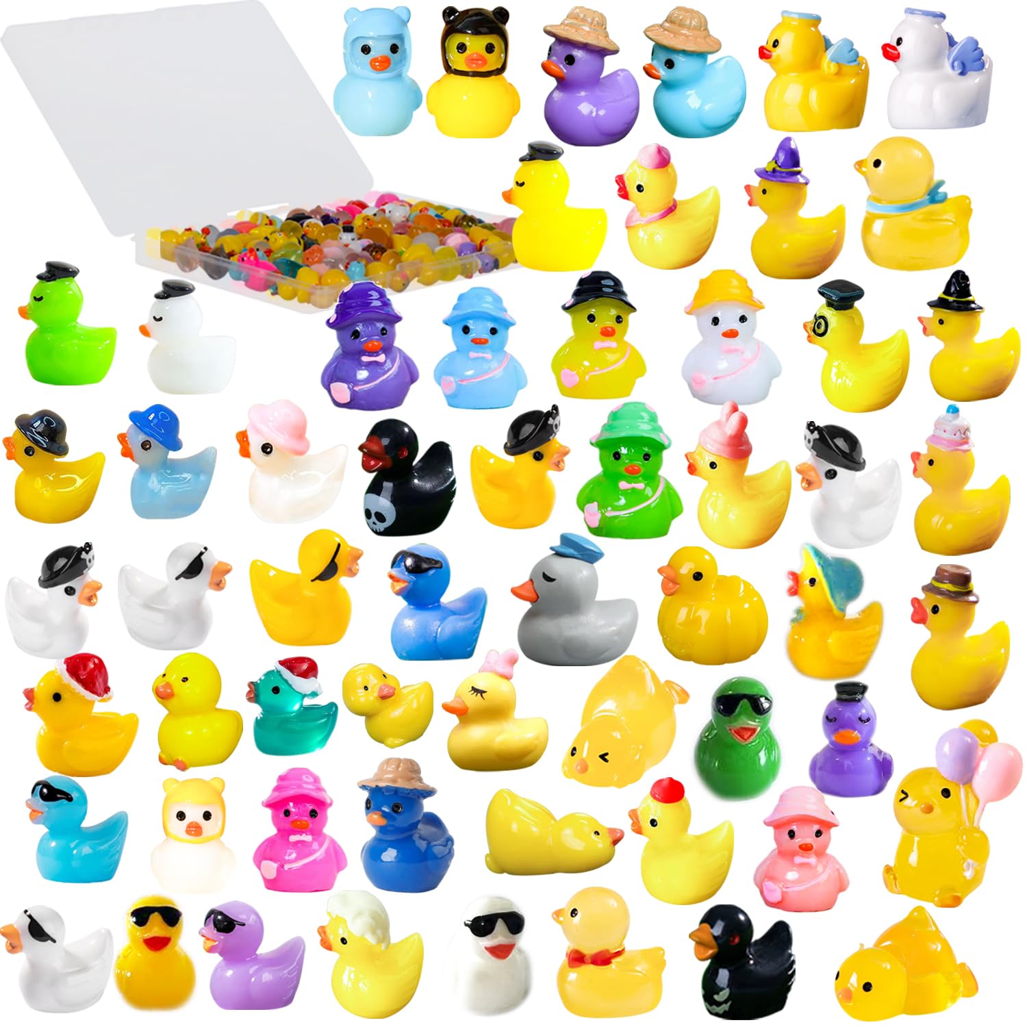 U-Zimikee 70 Pcs Multicolor Mini Resin Ducks, Tiny Ducks to Hide, Little Ducks Figurines Small Miniature Ducks Figures Bulk for Fairy Garden, Dollhouse Decoration Micro Landscape Ornament