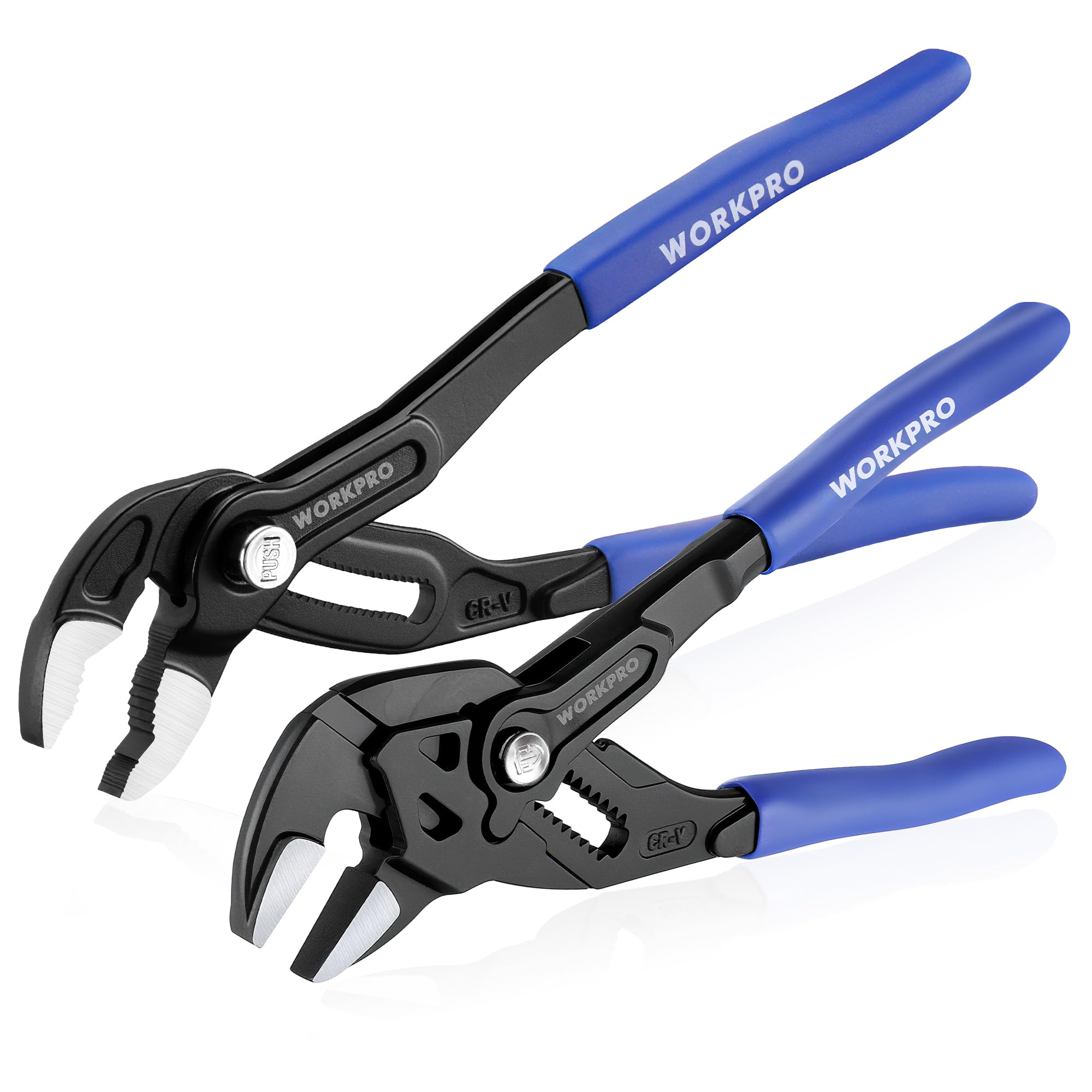 2 PCS 7-Inch Pliers Wrench & 10-Inch Groove Joint Pliers Set, CR-V