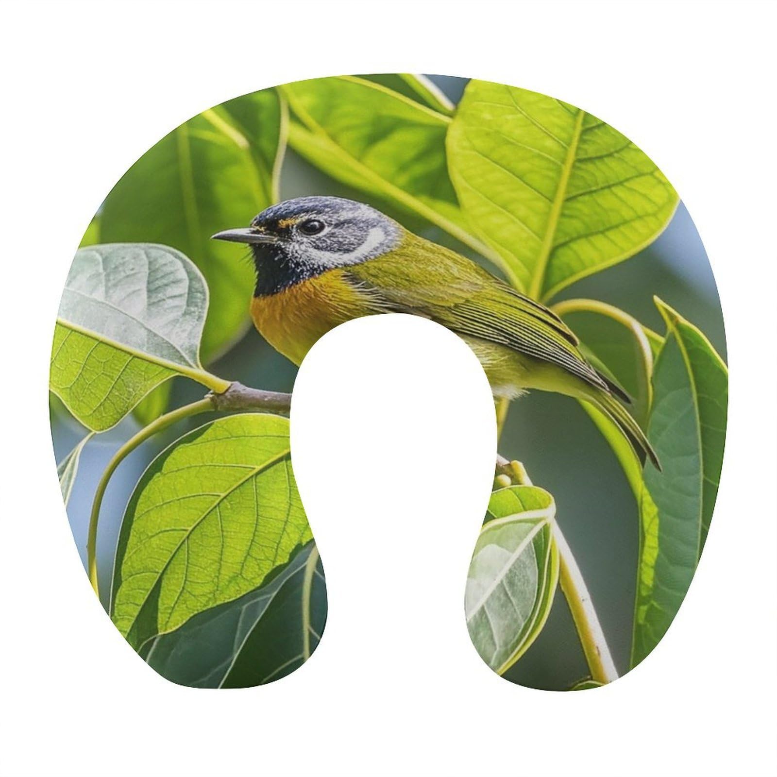 FekiLoot Green Leaves and Birds Travel Pillow Comfortable U Shape Memory Foam Pillows Neck and Head Support Portable Travel Neck Pillow Suitable for Planes Trains Self-Driving Cars