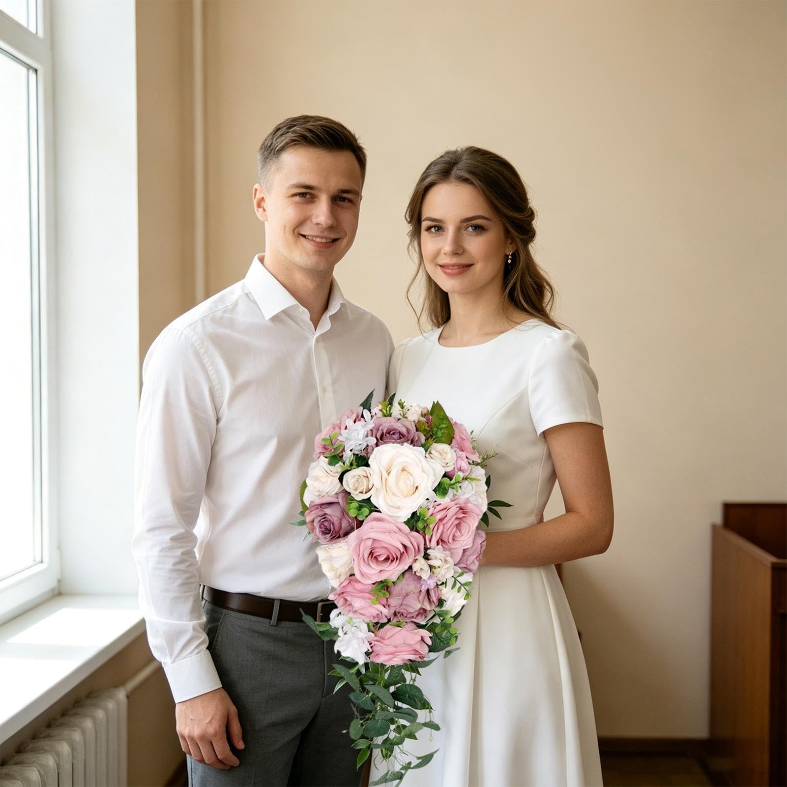 Generico Bouquet da sposa per il matrimonio Artificiale Stile Boho Rustico