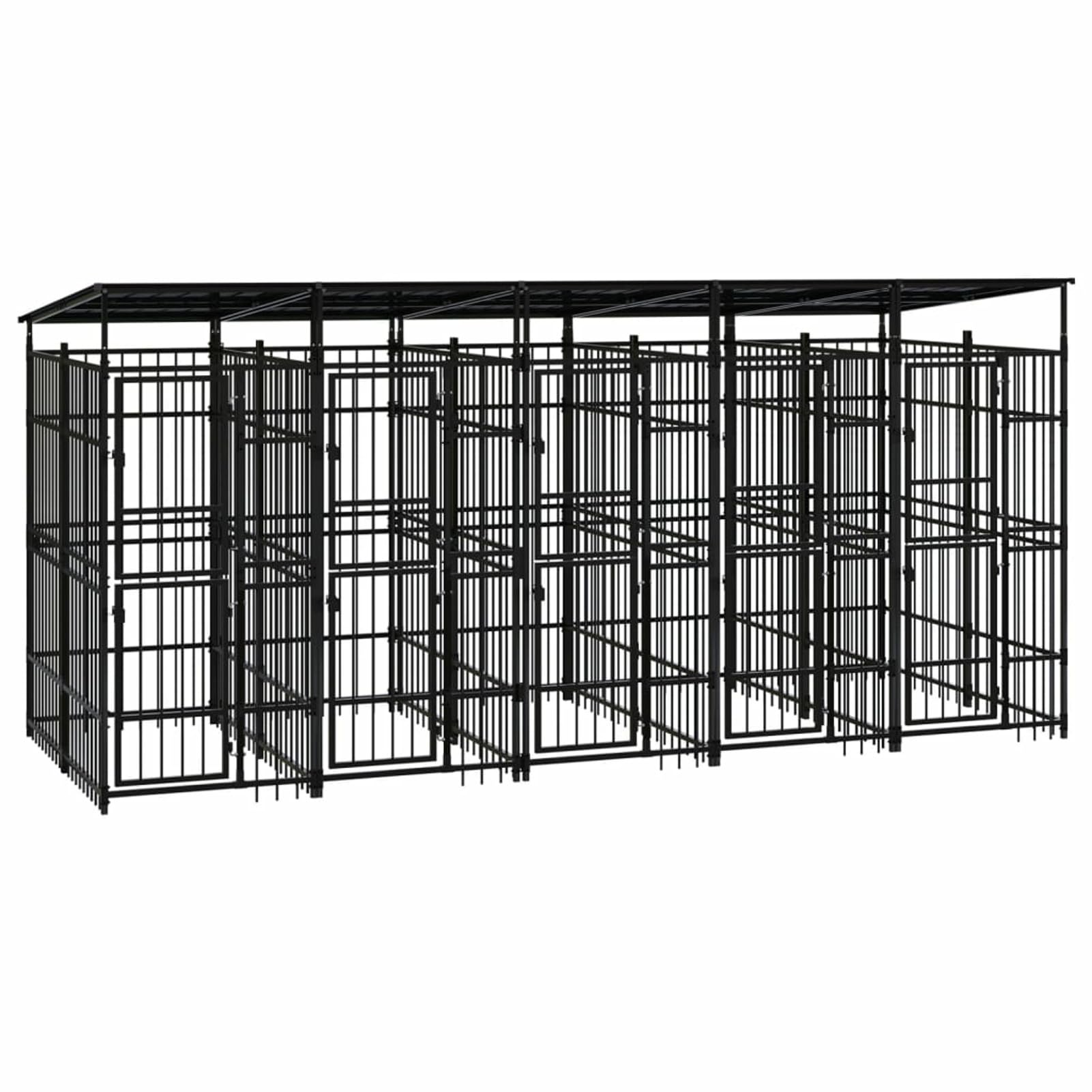 Perrera de Exterior con Techo de Acero 9,22 m², Somanki Parque para Perros, Valla Perros, Corralito para Perros, Parque para Perros Cachorros, Corral Perro, Vallado para Perros - 3097950