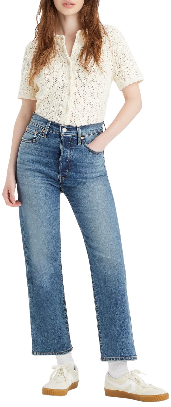 Levi's Damen Ribcage Straight Ankle Light Indigo-Flat Finish, Elevated Taste, 32W / 29L