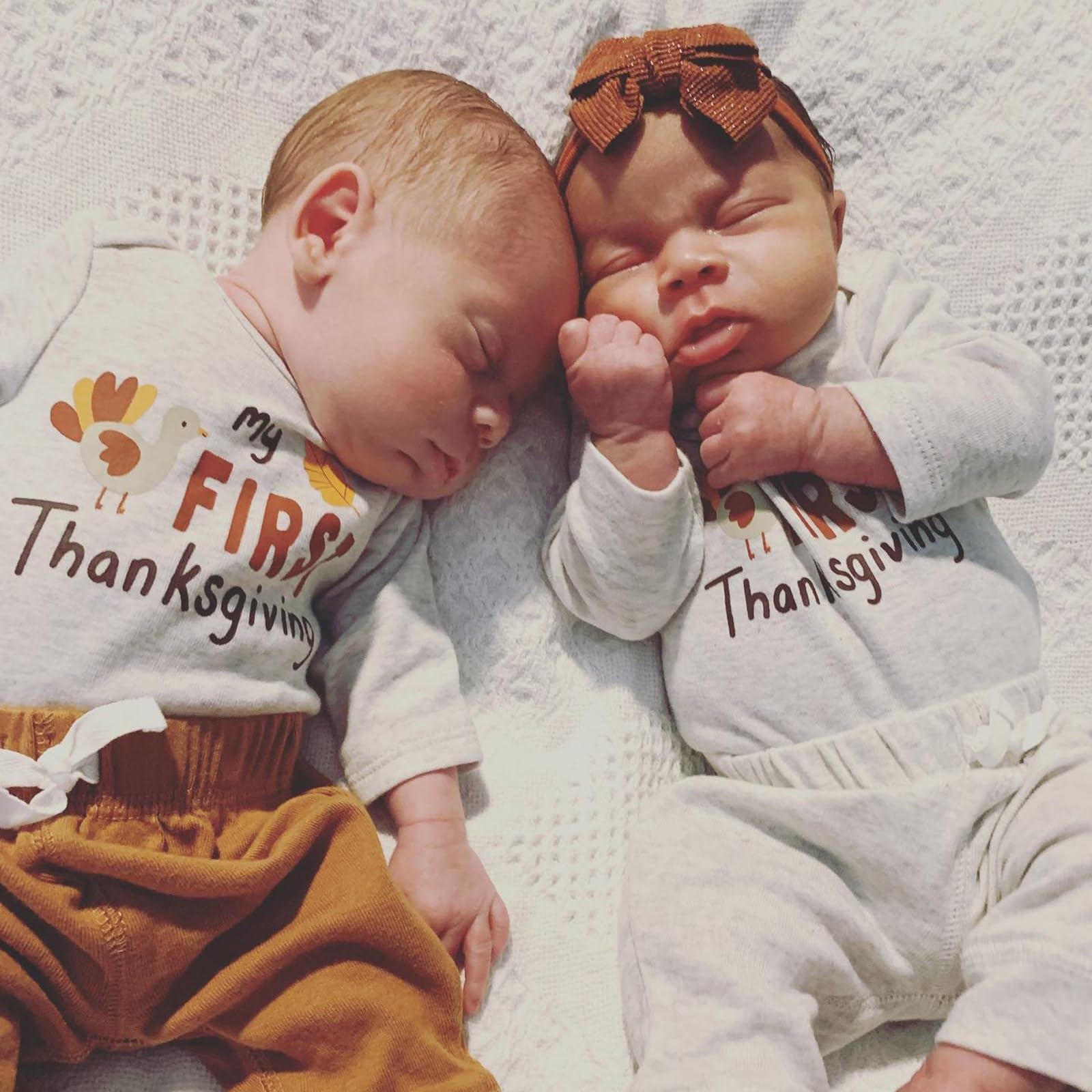 YOKJZJD My First Thanksgiving Baby Boy Outfit Turkey Sweatshirt Long Sleeve T-Shirt Jogger Pants Set Newborn Fall Clothes (Light Gray, 3-6 Months)