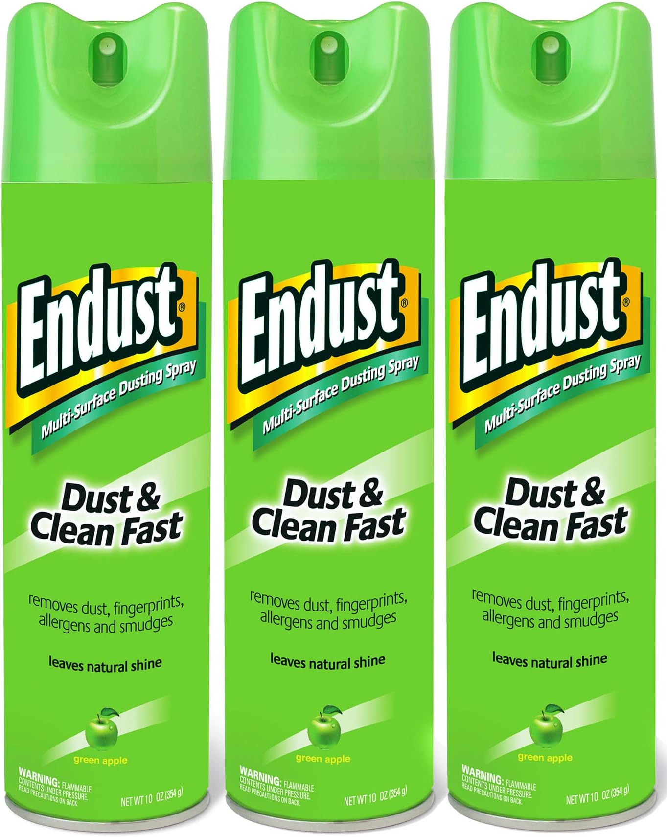 Endust Multi-Surface Dusting and Cleaning Spray, Green Apple, 3 Count