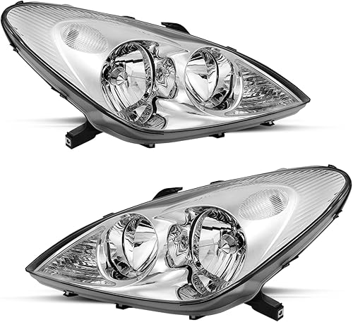 JSBOYAT Conjunto de faros delanteros halógenos de repuesto para Lexus ES300 2004 ES330 2002-2003 carcasa cromada reflector transparente