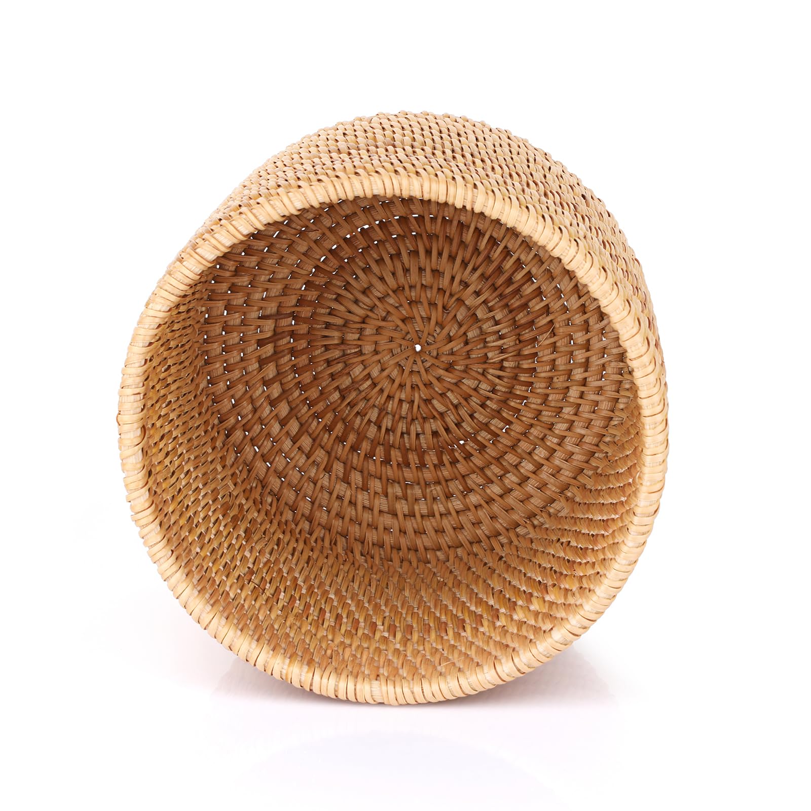 SUMTree Petite corbeille ronde en rotin corbeille de rangement mini poubelle en rotin faite à la main Décoration pour plantes artificielles en pot (20x17cm)