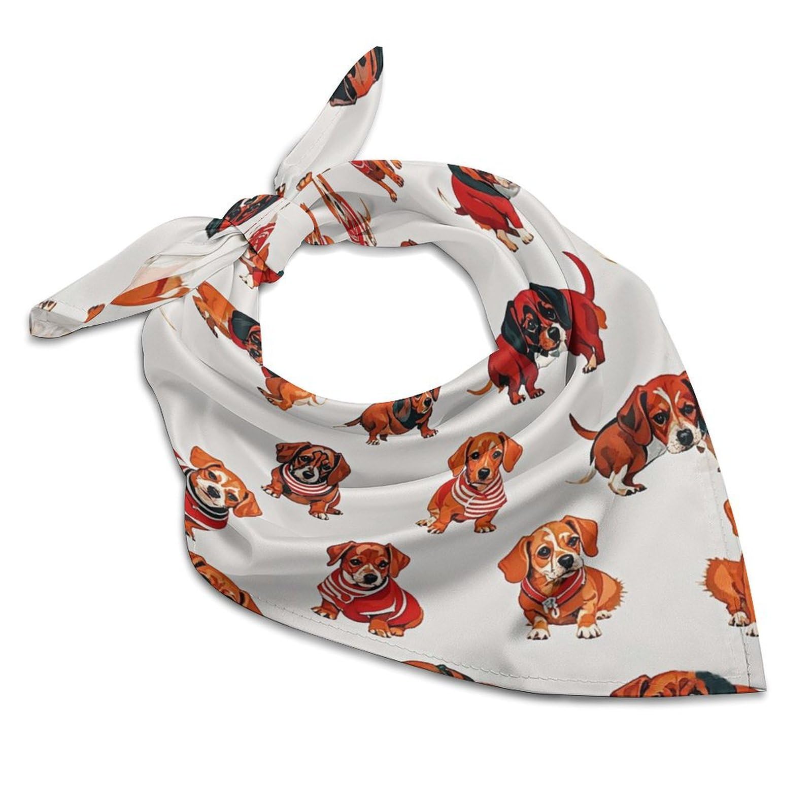 Rkjvb Unisex Style Square Scarf Romantic Sausage Dog Neck Scarf For Women Neckerchief Headscarf Hair Scarf Silk Scarves For Hair Wrapping Sleeping 18"X18", 18"X18"